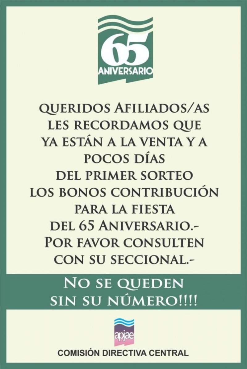 SORTEO 65 ANIVERSARIO